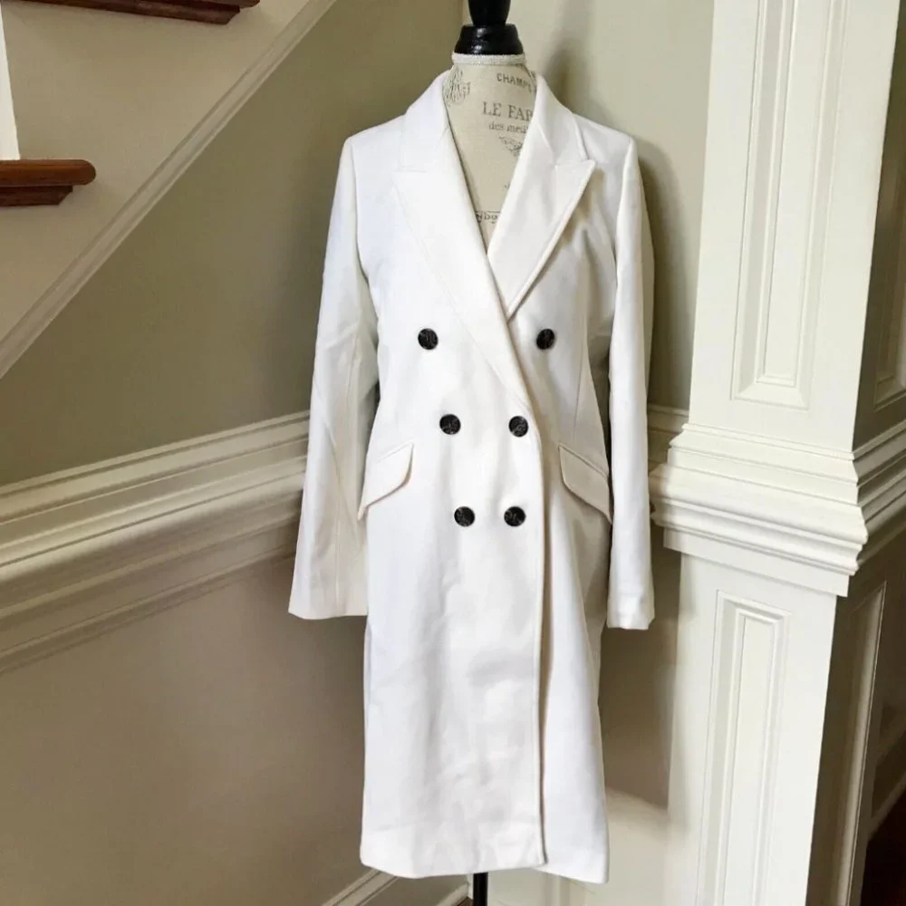 NWT JCrew Double Breasted Top Coat Womens 2 Ivory Cream Italian Cloth Wool NEW - Picture 12 of 13